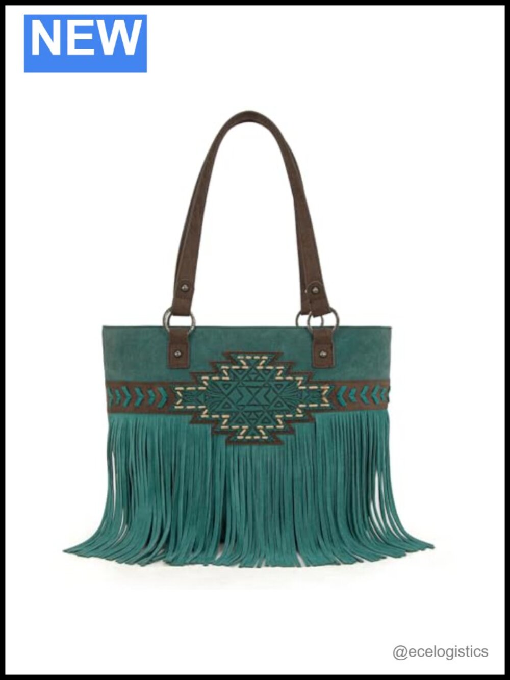 Tooled Leather Tote Bag with Tassels and Fringe for Women